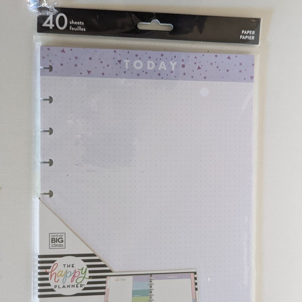 NWT 40 pc Happy Planner 'Today' Rainbow Classic Filler Paper Sheets Dot Grid NEW